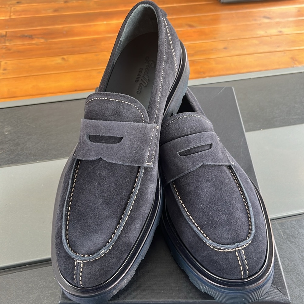 Good American Men’s Navy Blue Lexington Loafer Suede & Leather Upper- sz 10 NWT